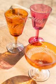 Drinkglas Voet Rond Glas Oranje