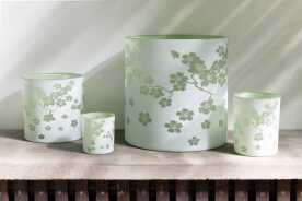 Teelichthalter Blumen Glas Grün