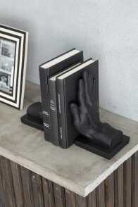 S/2 Bookend Hands Poly Black