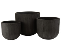Set Of 3 Flowerpots Round Ceramic
