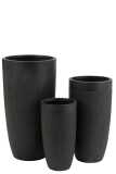 Set Of 3 Vases Round High Clay