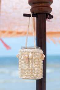 Tea Light Hanger With Shells Glass