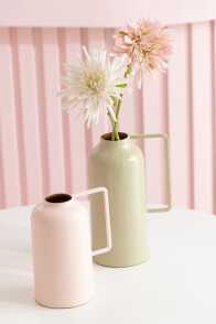 Vase Bottle Metal Light Pink/Beige