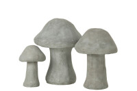 Set Von 3 Figuren Pilz Zement Grau