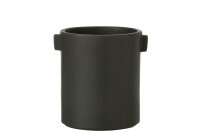 Flower Pot Handle Stoneware Black