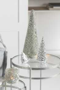 Weihnachtsbaum Glitter Glas Silber