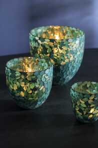 Teelichthalter Mosaik Glas Azur