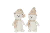 Bear Hat Scarf Textile Beige Small