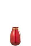 Vase Bord Or Verre Rouge S