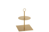 Cake Stand Round+Square Metal Gold
