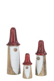 Set Of 3 Gnomes Mushrooms Wood