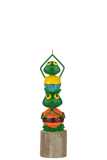 Frog Pyramid On Stand Iron/Wood