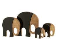 Set Of 4 Elephants Mango Wood