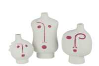 Set Of 3 Vases Face Abstract