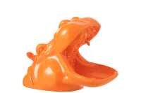 Nijlpaard Kop Polyresine Oranje