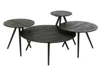 Set Of 4 Tables Round Recycle Teak