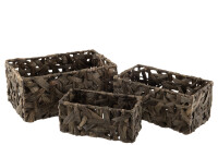 Set Of 3 Baskets Rectangle Reed