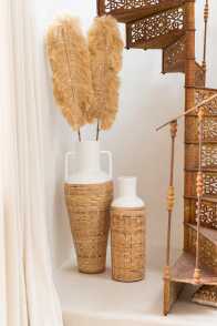 Vase Weben Terracotta/Rattan