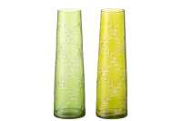 Vase Leaves Glass Green Large