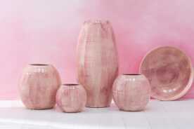 Vaso Dipinto A Mano Ceramica Rosa