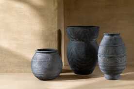 Vase Cercle Ciment Noir/Marron