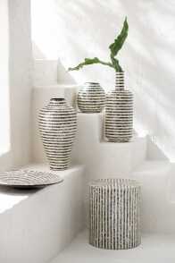 Vase Gestreift Muschel/Bambus