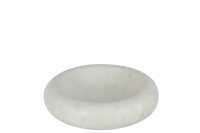 Bowl Round Low Marble White Large