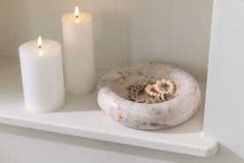 Bowl Round Low Marble Beige Small