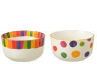 Bowl Polka Dot Stripe Porcelain
