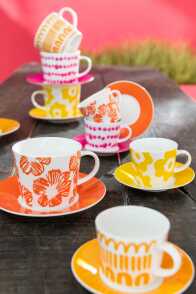 Set Of 4 Coffee Cup+Saucer In