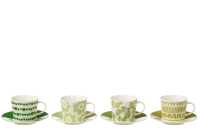 Set Of 4 Tea Cup+Saucer In