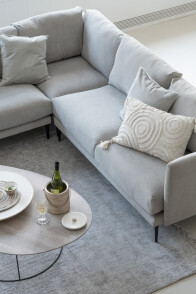 Sofa Zoe Wood/Textile Grey Corner