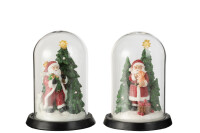 Bell Jar Santa Claus+Tree Led