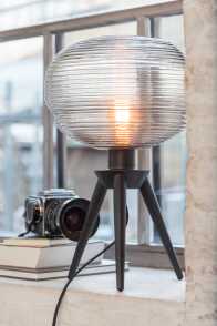 Tablelamp Teri Tripod Glass/Wood