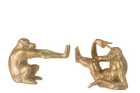 Set Of 2 Bookend Ape Poly Gold