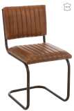 Chair Modern Leather/Metal Cognac