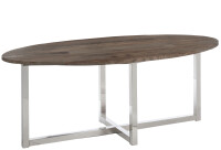Dining Table Oval Wood/Inox Brown