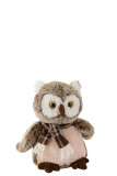 Owl+Scarf Plush Brown/Beige Medium