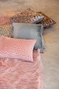 Cushion Sequin Velvet Grey/Pink