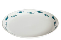 Plate Fish Ceramic White/Blue