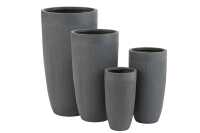 Set Of 4 Vases Round High Clay