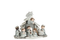 Nativity Scene  Wood/Poly Grey