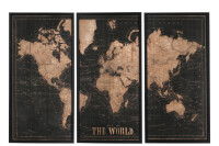 Set 3 Frames Map World Wood