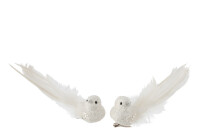 Bird+Clip Feathers Glitter White