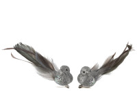 Bird+Clip Feathers Glitter Grey