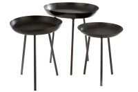 Set Of 3 Sidetables Tray Round