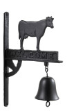 Bell On Wall Cow Metal Black