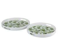 Set Of 2 Trays Round Pp Green