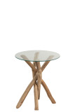 Sidetable Round Branch Wood/Glass