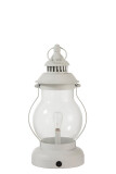 Lamp Led Lantern Metal/Glass White